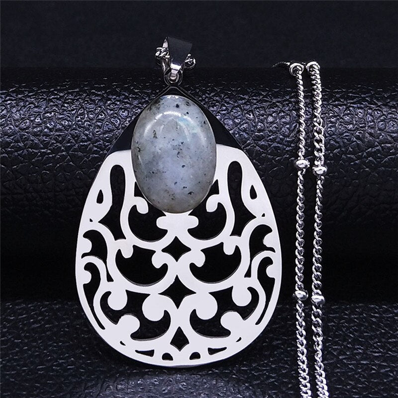 Stainless Steel Flash Stone Boho Love Heart Flower Charm Necklaces for Women/Men Silver Color Jewelry bijoux homme N3604S04