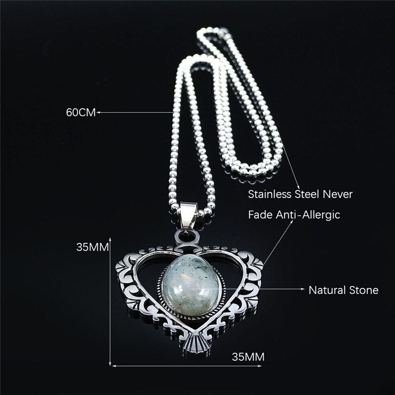 Stainless Steel Flash Stone Boho Love Heart Flower Charm Necklaces for Women/Men Silver Color Jewelry bijoux homme N3604S04