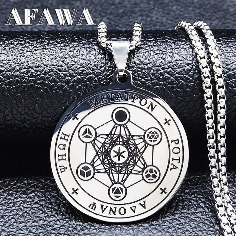 Stainless Steel Flower of Life Chain Necklaces for Women Silver Color Round Necklaces Jewelry chaine acier inoxydable N3662S02