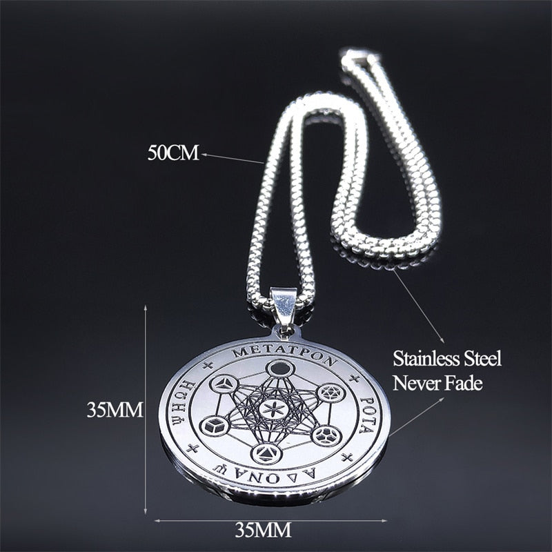 Stainless Steel Flower of Life Chain Necklaces for Women Silver Color Round Necklaces Jewelry chaine acier inoxydable N3662S02
