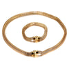 Stainless Steel Gold Color Mesh Chain Necklace Bracelet 1set Cool Men's woman Jewelry