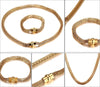 Stainless Steel Gold Color Mesh Chain Necklace Bracelet 1set Cool Men's woman Jewelry