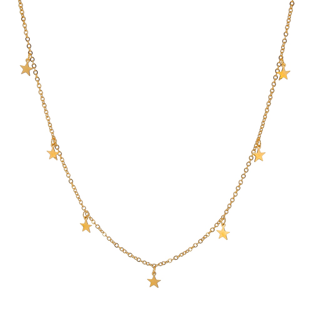 Stainless Steel Gold Silver Color 7 Star Choker Necklace for Women Dainty Star Necklace Statement Jewelry