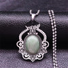 Stainless Steel Green Natural Stone Bohemia Necklaces Silver Color Statement Necklace Jewelry joyeria acero inoxidable N3695S04
