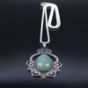 Stainless Steel Green Natural Stone Bohemia Necklaces Silver Color Statement Necklace Jewelry joyeria acero inoxidable N3695S04