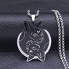 Stainless Steel Hairless Cat Necklaces Women/Men Black Silver Color Pendant Necklace Jewelry colgantes acero inoxiable N3660S02