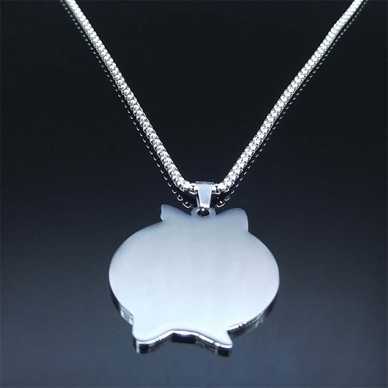 Stainless Steel Hairless Cat Necklaces Women/Men Black Silver Color Pendant Necklace Jewelry colgantes acero inoxiable N3660S02