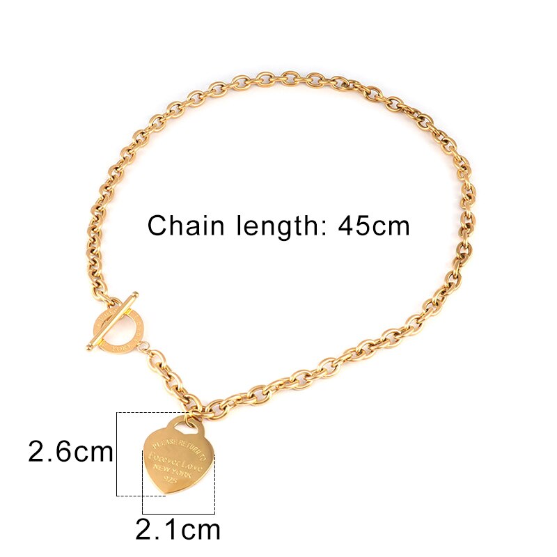 Stainless Steel Heart Necklace Love Double Heart Pendant Necklace for women  Necklace Gold Silver Color women necklaces