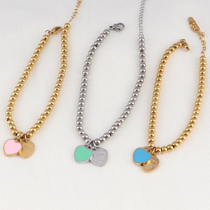 Stainless Steel Heart Necklace Love Double Heart Pendant Necklace for women  Necklace Gold Silver Color women necklaces