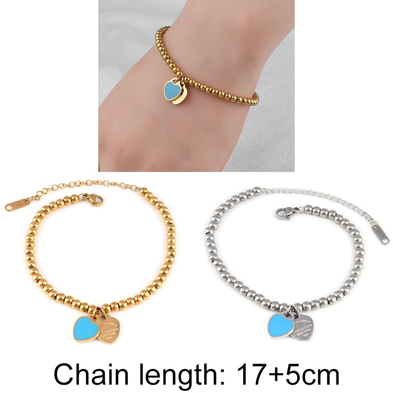 Stainless Steel Heart Necklace Love Double Heart Pendant Necklace for women  Necklace Gold Silver Color women necklaces