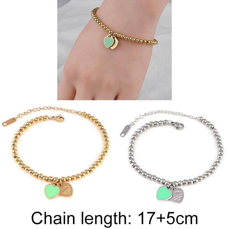 Stainless Steel Heart Necklace Love Double Heart Pendant Necklace for women  Necklace Gold Silver Color women necklaces