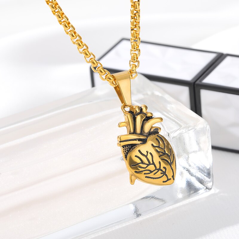 Stainless Steel Heart Necklace Women Men Collares De Moda 2023 Gold Color Necklaces Pendents BFF Jewelry Valentine Day Gifts