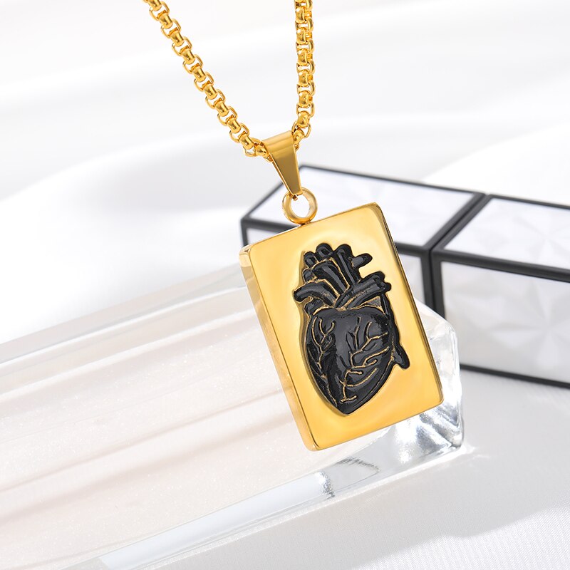 Stainless Steel Heart Necklace Women Men Collares De Moda 2023 Gold Color Necklaces Pendents BFF Jewelry Valentine Day Gifts