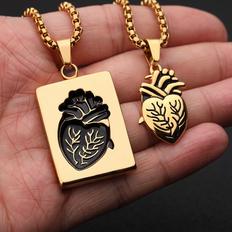 Stainless Steel Heart Necklace Women Men Collares De Moda 2023 Gold Color Necklaces Pendents BFF Jewelry Valentine Day Gifts