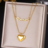 Stainless Steel Heart Pendant LOVE Necklace For Women Korean Double Layered Necklace Jewelry Gift Accessories