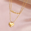 Stainless Steel Heart Pendant LOVE Necklace For Women Korean Double Layered Necklace Jewelry Gift Accessories
