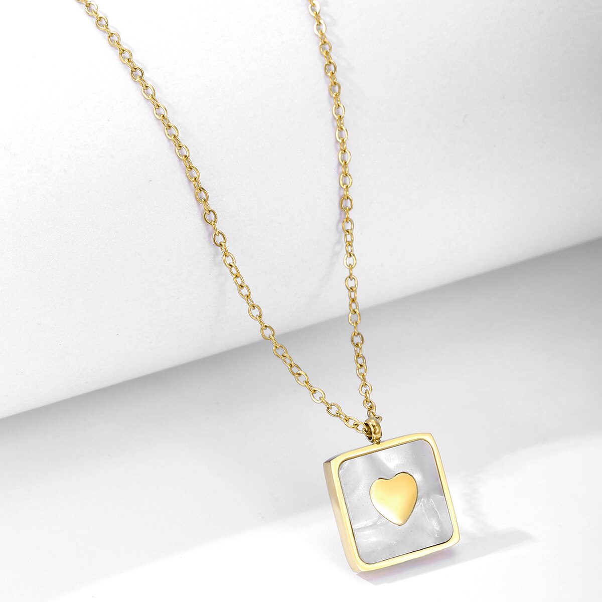 Stainless Steel Heart Pendant Necklace for Women Gold Herringbone Chain Necklace Female Choker Trend Jewelry Gift 2022