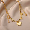 Stainless Steel Heart Pendant Necklace for Women Gold Plated Cuban Chains Necklaces Vintage Couple Wedding Jewelry collares