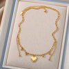 Stainless Steel Heart Pendant Necklace for Women Gold Plated Cuban Chains Necklaces Vintage Couple Wedding Jewelry collares