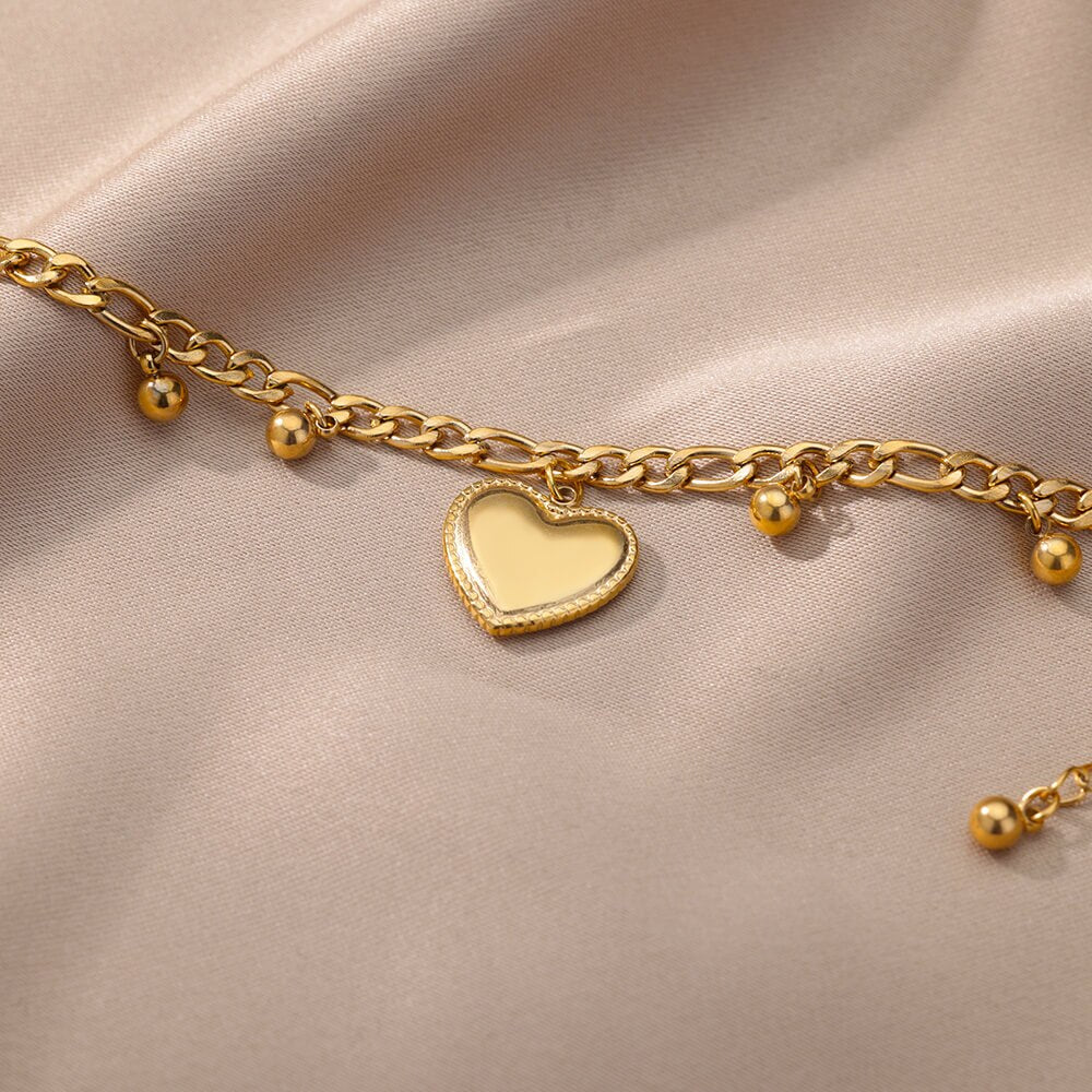 Stainless Steel Heart Pendant Necklace for Women Gold Plated Cuban Chains Necklaces Vintage Couple Wedding Jewelry collares