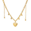 Stainless Steel Heart Pendant Necklace for Women Gold Plated Cuban Chains Necklaces Vintage Couple Wedding Jewelry collares