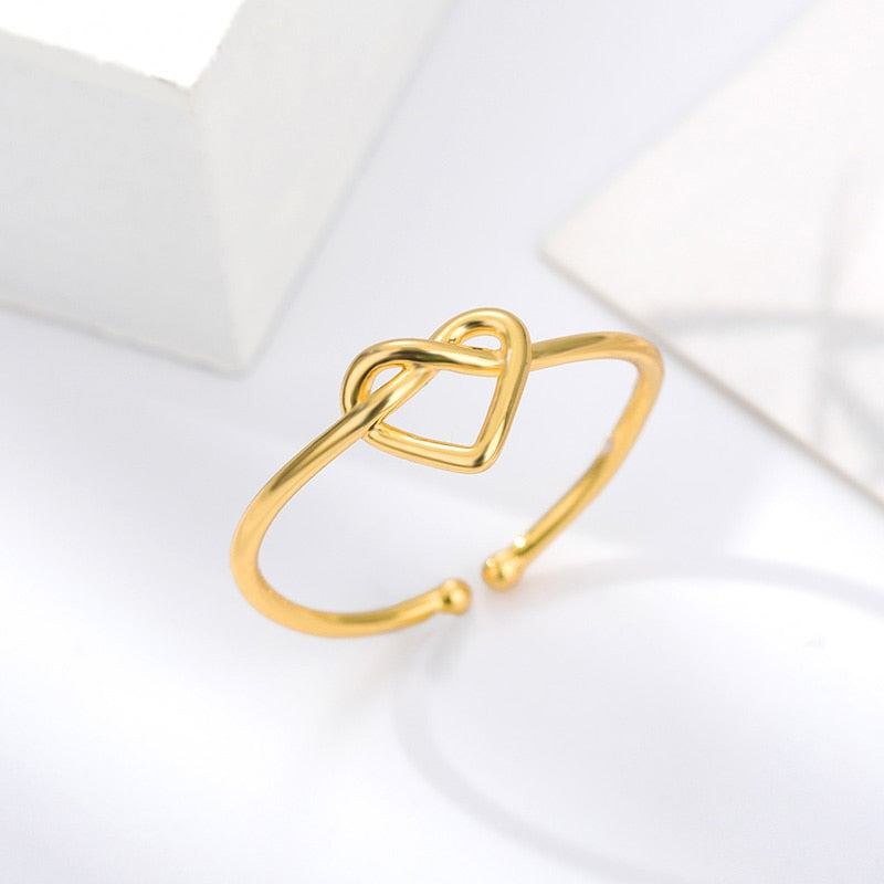 Stainless Steel Heart Rings for Women Open Ring Gold Color Couple Wedding Band Ring 2023 Trendy Aesthetic Jewelry anillos mujer