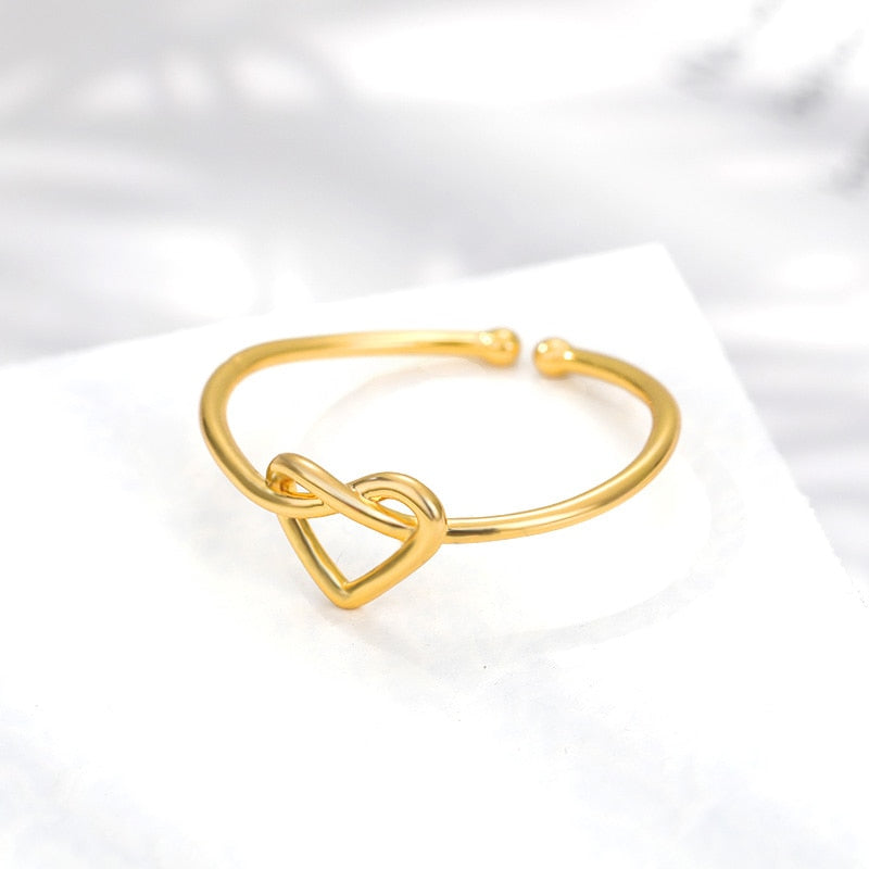 Stainless Steel Heart Rings for Women Open Ring Gold Color Couple Wedding Band Ring 2023 Trendy Aesthetic Jewelry anillos mujer