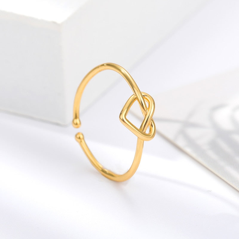 Stainless Steel Heart Rings for Women Open Ring Gold Color Couple Wedding Band Ring 2023 Trendy Aesthetic Jewelry anillos mujer