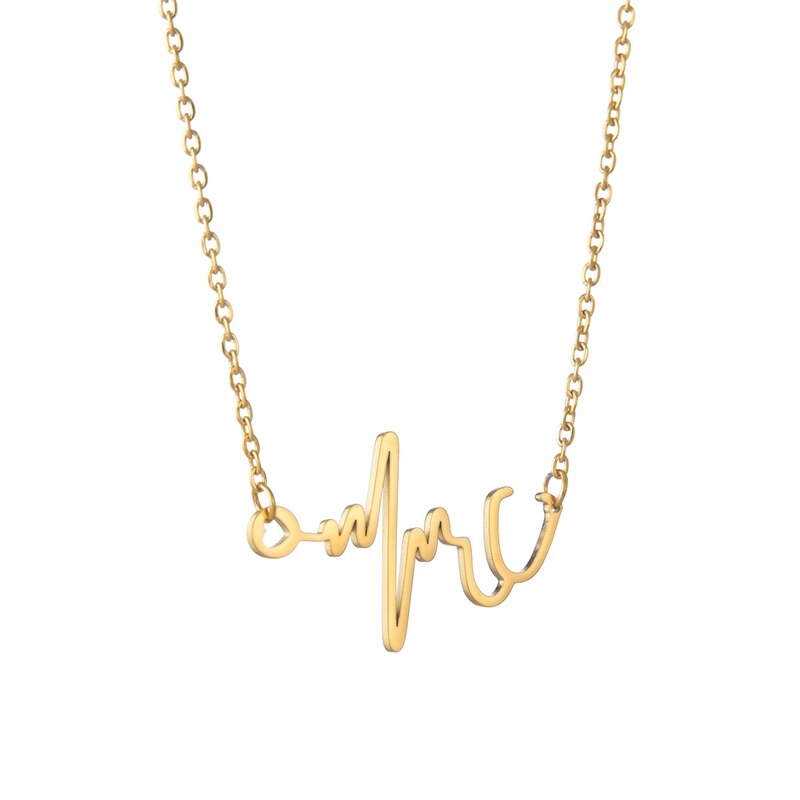 Stainless Steel Heartbeat Necklace For Women Girls Love EKG ECG Medical Gifts Nurse Doctor Gift Personnality Colier