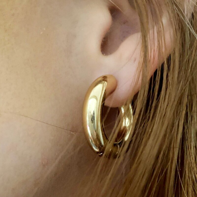 Stainless Steel Hoop Earrings for Women Simple Round Circle Ear Rings Gold Color Earrings 2023 Trend Steampunk Wedding Jewelry