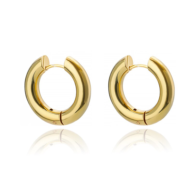 Stainless Steel Hoop Earrings for Women Simple Round Circle Ear Rings Gold Color Earrings 2023 Trend Steampunk Wedding Jewelry