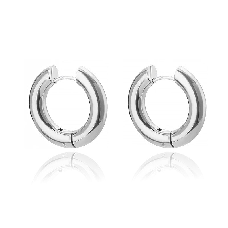 Stainless Steel Hoop Earrings for Women Simple Round Circle Ear Rings Gold Color Earrings 2023 Trend Steampunk Wedding Jewelry