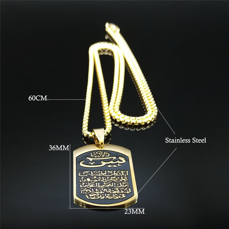 Stainless Steel Islam Allah of Afghanistan Chain Necklaces Gold Color Long Necklace Geometry Jewelry bijoux N4518S02