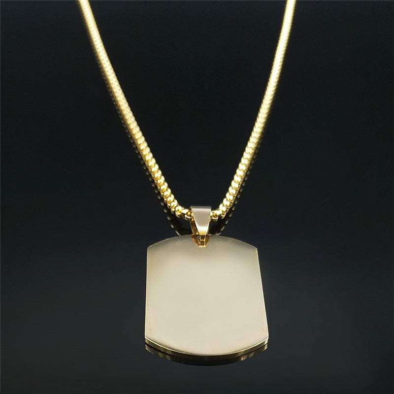 Stainless Steel Islam Allah of Afghanistan Chain Necklaces Gold Color Long Necklace Geometry Jewelry bijoux N4518S02