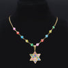 Stainless Steel Islam Colorful Turkey Eye Judaism Hexagram Necklace Women/Men Gold Color Chokers Necklaces Jewelry N5230S04