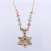Stainless Steel Islam Colorful Turkey Eye Judaism Hexagram Necklace Women/Men Gold Color Chokers Necklaces Jewelry N5230S04