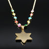 Stainless Steel Islam Colorful Turkey Eye Judaism Hexagram Necklace Women/Men Gold Color Chokers Necklaces Jewelry N5230S04