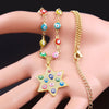 Stainless Steel Islam Colorful Turkey Eye Judaism Hexagram Necklace Women/Men Gold Color Chokers Necklaces Jewelry N5230S04
