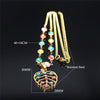 Stainless Steel Islam Colorful Turkey Eye Statement Necklace Women Gold Color Muslim Leaf Necklaces Jewelry collier N5217S04