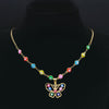 Stainless Steel Islam Moslin Colorful Turkey Eye Butterfly Charm Necklaces Gold Color Necklaces Jewelry collar mariposa N5213S04