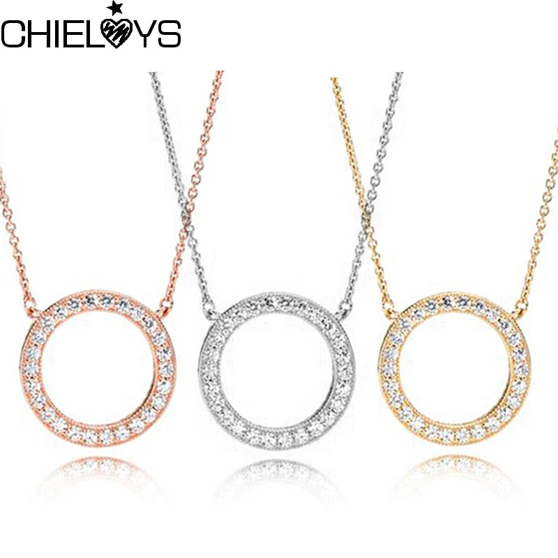 Stainless Steel Jewelry Geometric Round Pendant Necklace For Women Men Rose Gold Circle Femme Colar Choker Necklaces 2022