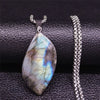 Stainless Steel Labradorite Pendant cabochon Irregular shape strong shine labradorite pendant Necklaces Jewelry joyeriaNG70S04