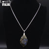 Stainless Steel Labradorite Pendant cabochon Irregular shape strong shine labradorite pendant Necklaces Jewelry joyeriaNG70S04
