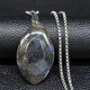 Stainless Steel Labradorite Pendant cabochon Irregular shape strong shine labradorite pendant Necklaces Jewelry joyeriaNG70S04