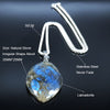 Stainless Steel Labradorite Pendant cabochon Irregular shape strong shine labradorite pendant Necklaces Jewelry joyeriaNG70S04