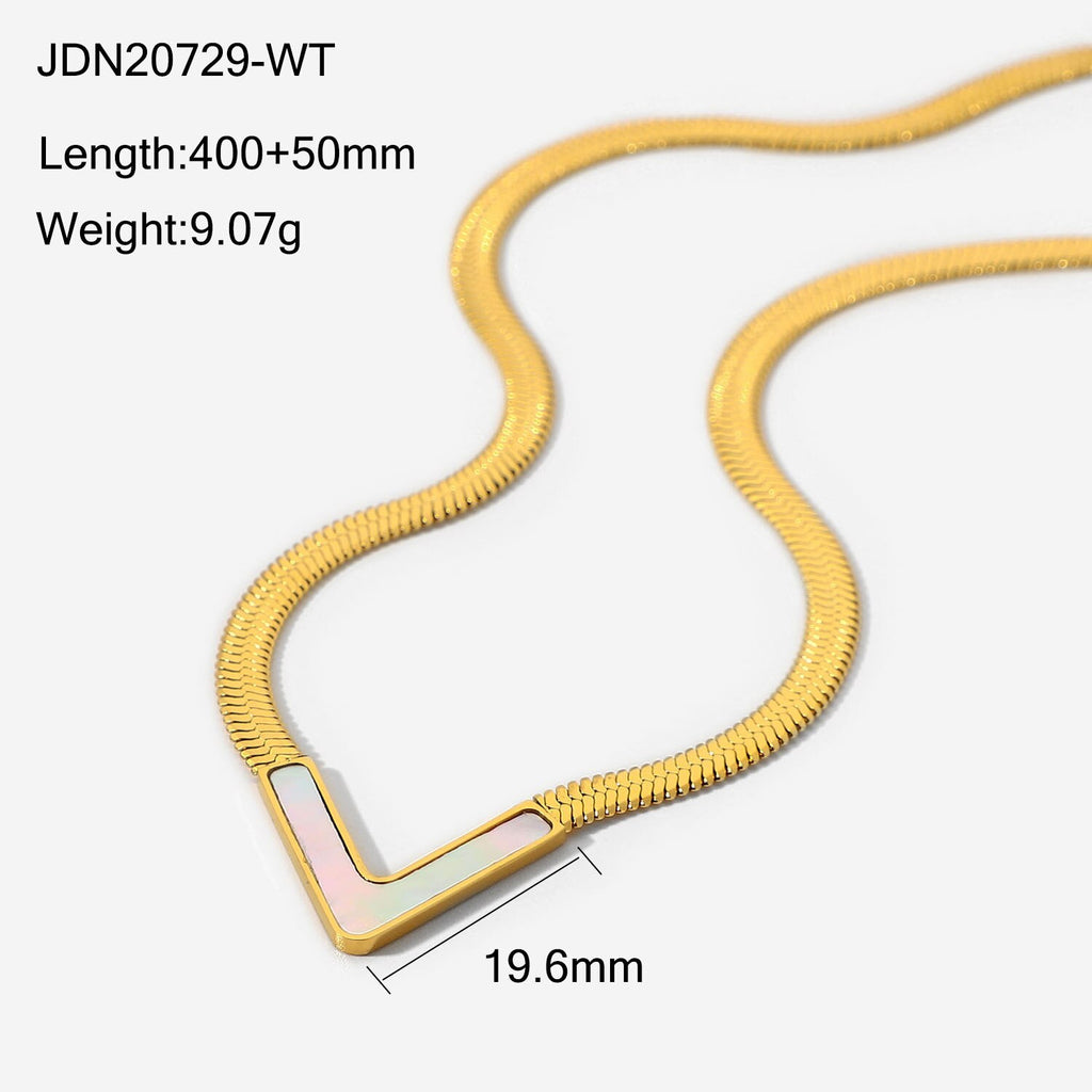 Stainless Steel Letter V Necklace Women Charm Pendant  Black/green/multicolor  Jewelry Female OL Style