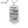 Stainless Steel Mom Dad Son Tag Engraved Pendant Necklace Silver Mother Father Kids Love Necklace Simple Fashion Family Jewelry