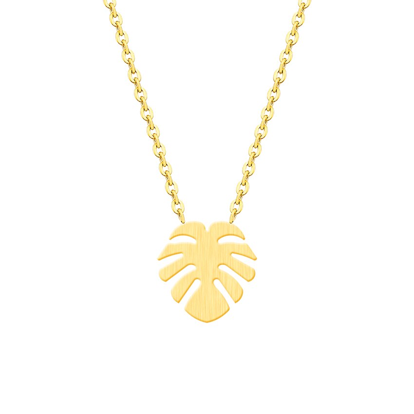 Stainless Steel Monstera Leaf Necklaces For Women Dainty Jewelry Gold Color Chain Friendship Long Necklaces Sister Gifts