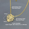 Stainless Steel Monstera Leaf Necklaces For Women Dainty Jewelry Gold Color Chain Friendship Long Necklaces Sister Gifts