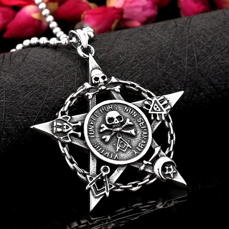 Stainless Steel Moon Star Pentagram Hexagon Pendants Pendant necklaces women Man With charms Pentacle david of star jewelry